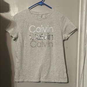 Calvin Klein Performance petite women  Logo Tee - Light Gray